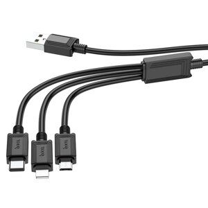 Кабель 3in1 HOCO X74 2A USB - Lightning / Micro / Type-C 1м PVC Black п