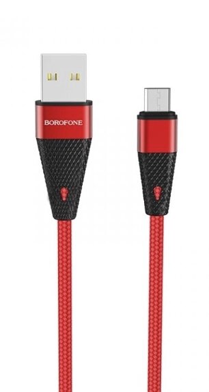 Кабель Borofon MicroUSB BU10 Pineapple 2,4А 1,2м тканевый  (красный) от компании Медиамир - фото 1