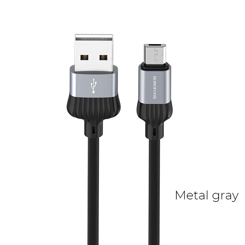 Кабель Borofon MicroUSB BX28 Dignity, 2.4A рифленый круглый 1м, коробка Grey от компании Медиамир - фото 1