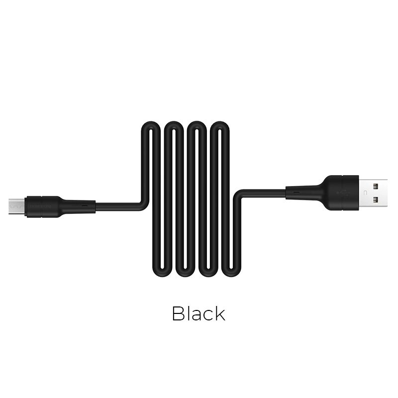 Кабель Borofon MicroUSB BX30 SILICONE, 3А, 1м, коробка черный от компании Медиамир - фото 1