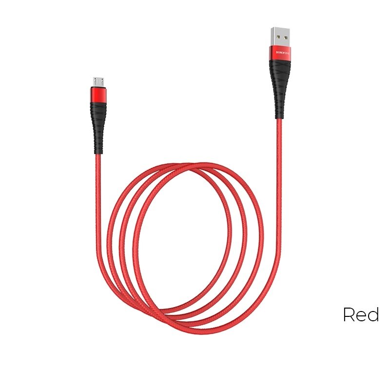 Кабель Borofon MicroUSB BX32 Munificent 2.4А, нейлон 1м, Red от компании Медиамир - фото 1