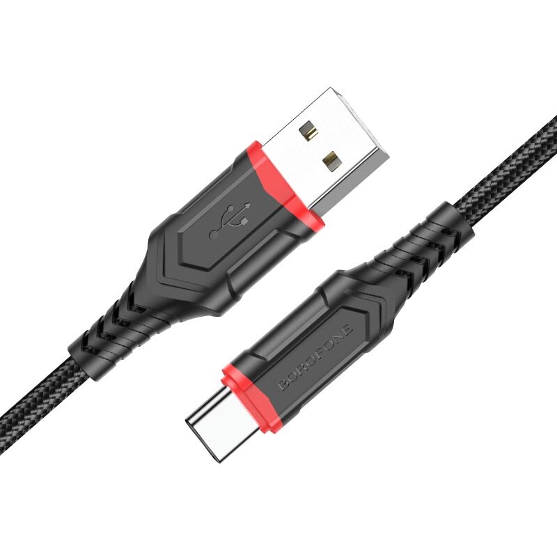 Кабель Borofon MicroUSB BX67 2.4A нейлон 1м Black от компании Медиамир - фото 1