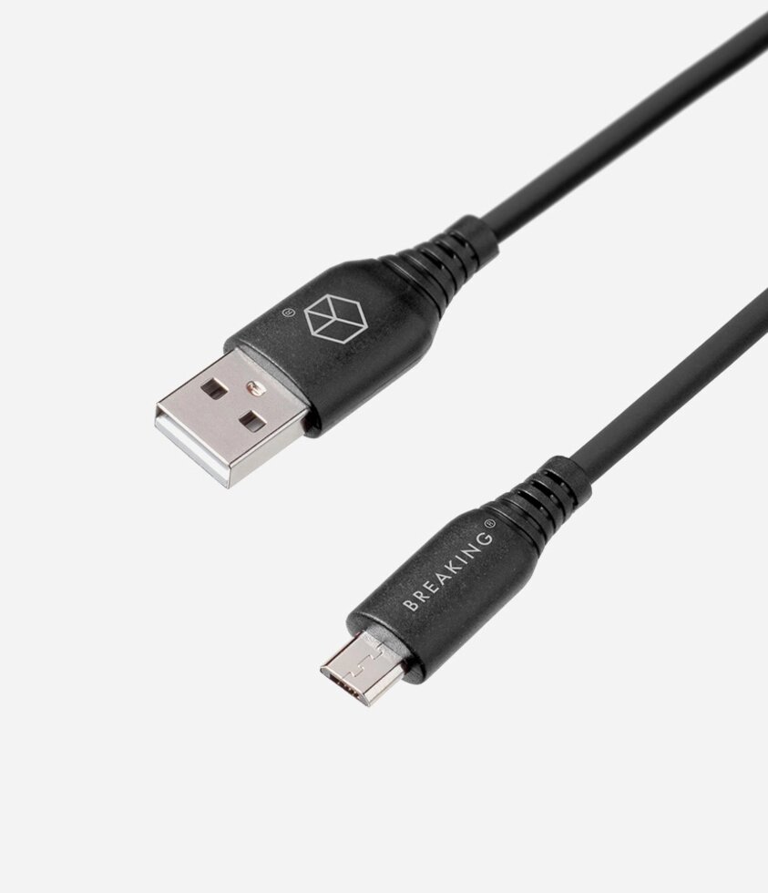 Кабель Breaking Silicone, USB - Micro USB, 2.4A, 1м (Черный) коробка  (21620) ##от компании## Медиамир - ##фото## 1
