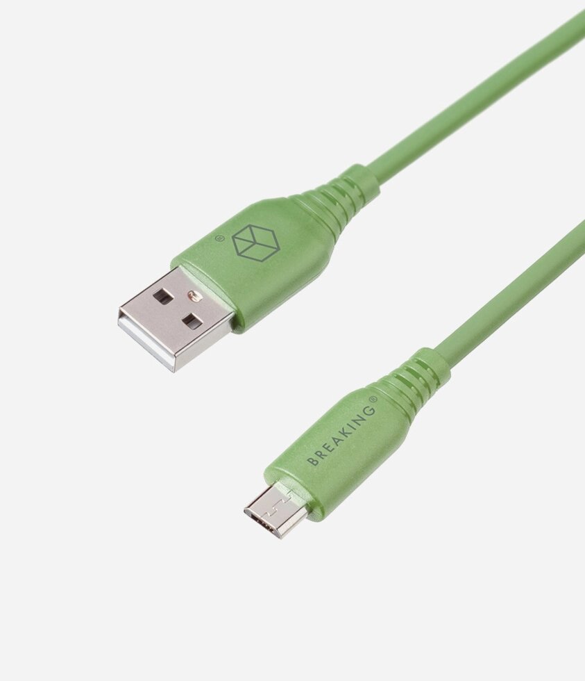 Кабель Breaking Silicone, USB - Micro USB, 2.4A, 1м (Зеленый) коробка  (21624) от компании Медиамир - фото 1