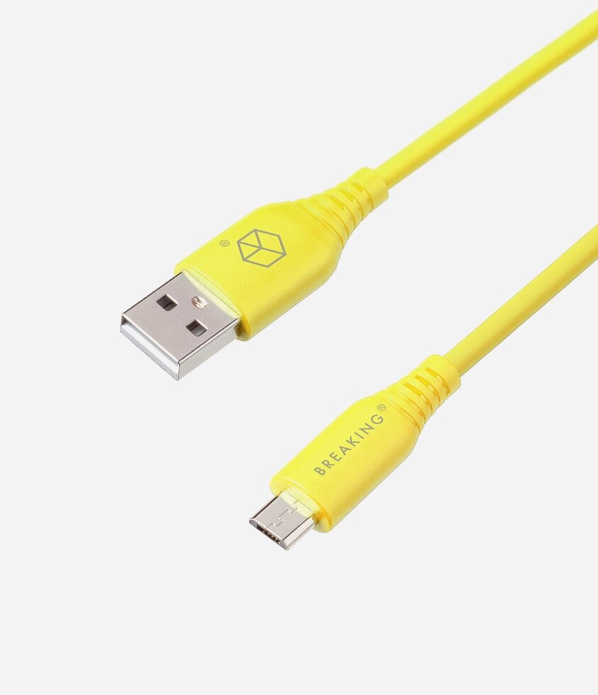 Кабель Breaking Silicone, USB - Micro USB, 2.4A, 1м (Желтый) коробка  (21623) от компании Медиамир - фото 1