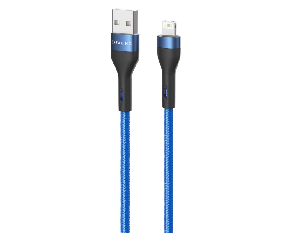 Кабель Breaking Tissue USB3.0 - Lightning, 3A, 60W, тканевый каб. 1.2m. (Синий) (21452) от компании Медиамир - фото 1
