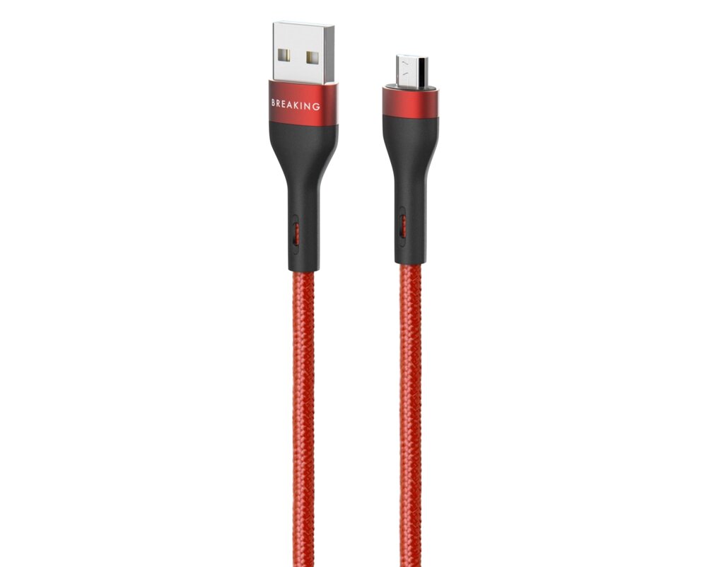 Кабель Breaking Tissue USB3.0 - Micro USB, 3A, 12W, тканевый каб. 1.2m. (Красный) (21454) от компании Медиамир - фото 1