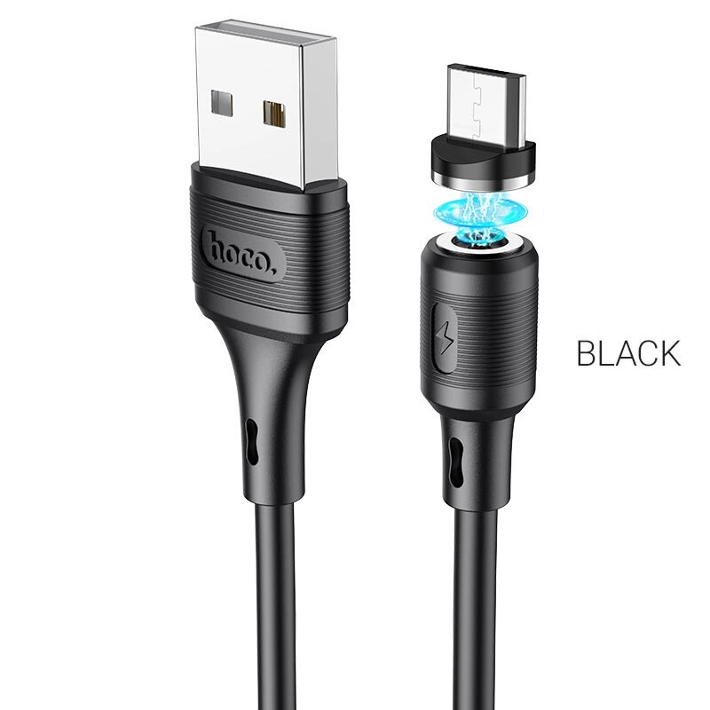 Кабель HOCO MicroUSB X52 MAGNETIC 2.4A ПВХ 1м,  съемный магнитный наконечник  Black мс от компании Медиамир - фото 1