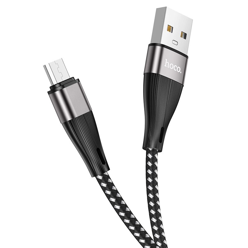 Кабель HOCO MicroUSB X57 2,4A нейлон 1м Black от компании Медиамир - фото 1