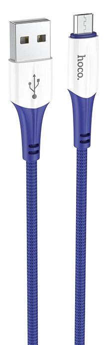 Кабель HOCO MicroUSB X70 нейлон 2.4A 1м (Blue) от компании Медиамир - фото 1