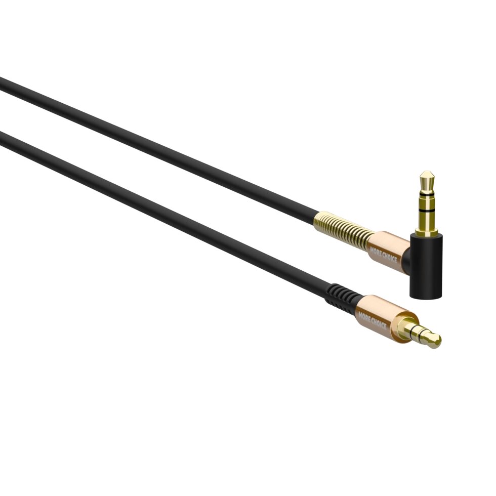 Кабель More choice AUX UK11 3.5mm 1.0м Угловой + держатель для кабеля (Black) от компании Медиамир - фото 1