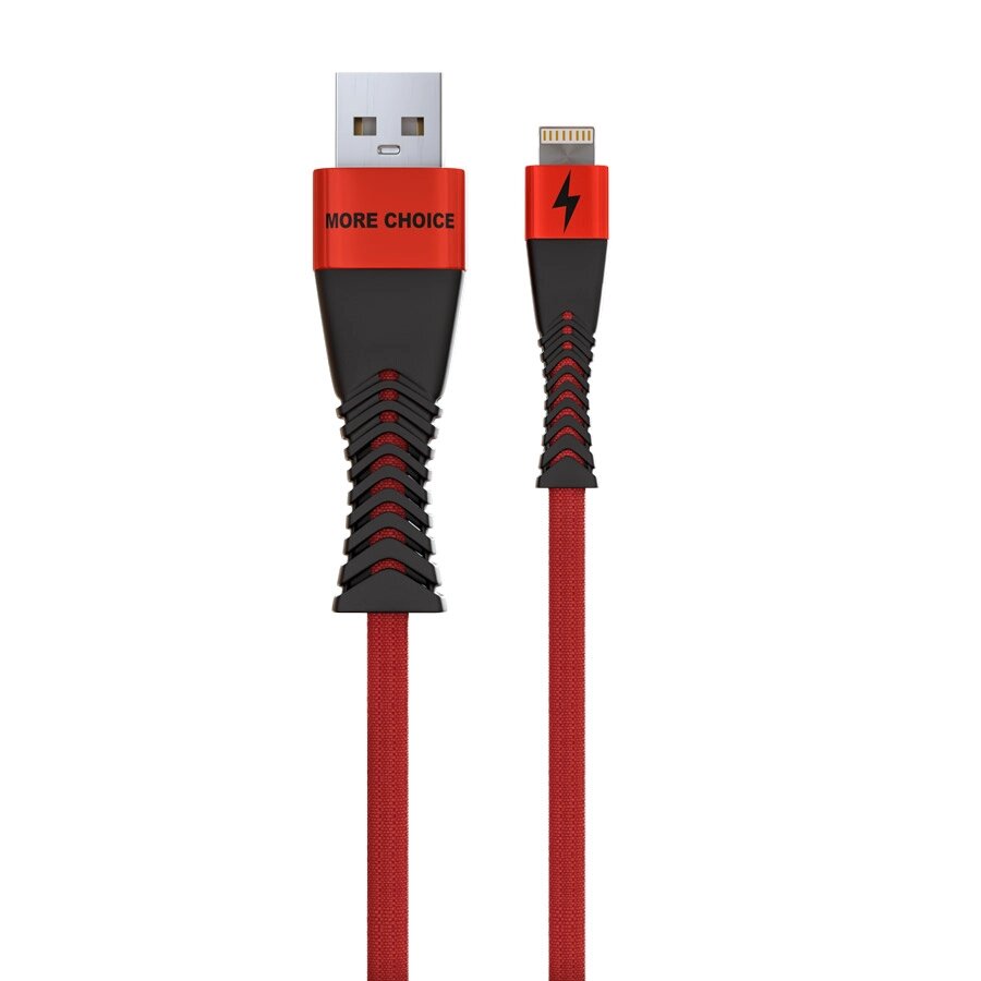 Кабель More choice USB - Lightning K41Si Smart 2.4A нейлон 1м + карта, кубики (Red Black) от компании Медиамир - фото 1