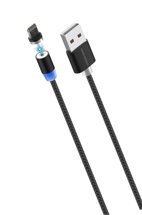Кабель More choice USB - Lightning K61Si Magnetic 2.4A нейлон 1м + карта, кубики (Black) от компании Медиамир - фото 1