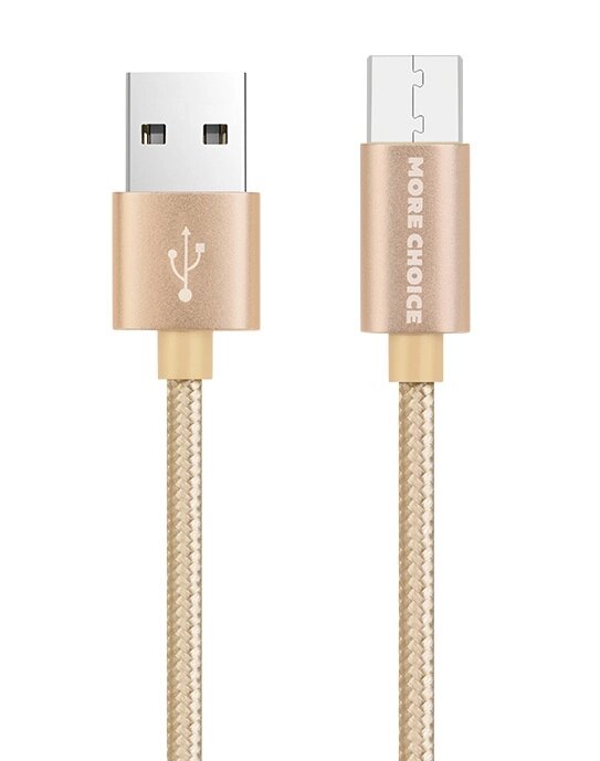 Кабель More choice USB - MicroUSB K11m 2.0A нейлон 1м + держатель для кабеля (Gold) от компании Медиамир - фото 1