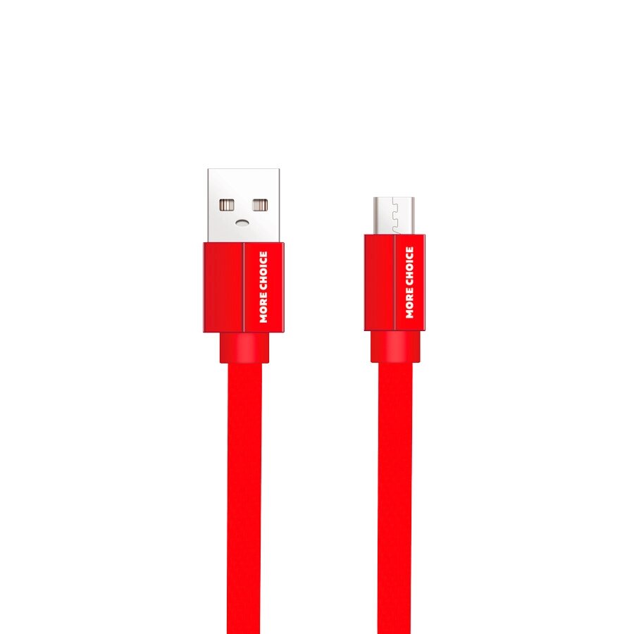 Кабель More choice USB - MicroUSB K20m 2.1A плоский  нейлон 1м + держатель для кабеля (Red) от компании Медиамир - фото 1