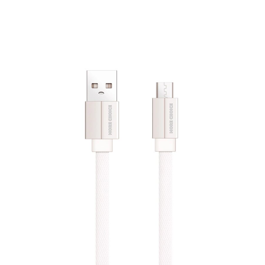 Кабель More choice USB - MicroUSB K20m 2.1A плоский  нейлон 1м + держатель для кабеля (White) от компании Медиамир - фото 1