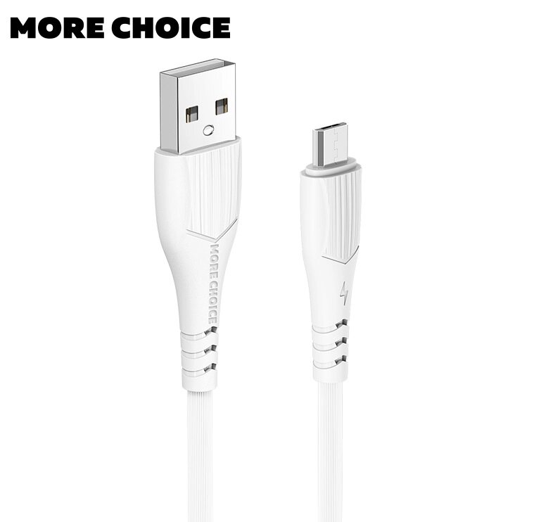 Кабель More choice USB - MicroUSB K22m 2.4A TPE 1м + держатель для кабеля (White) от компании Медиамир - фото 1