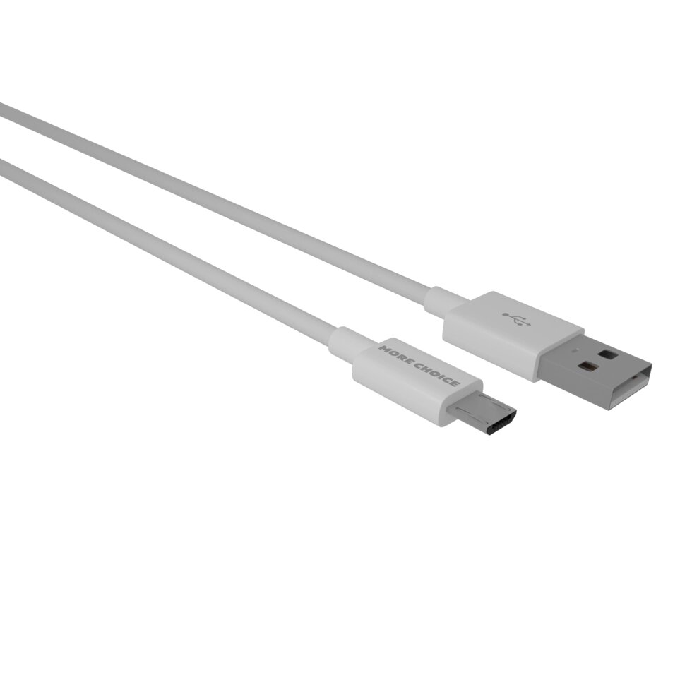 Кабель More choice USB - MicroUSB K24m 2.1A TPE 1м + держатель для кабеля (White) от компании Медиамир - фото 1