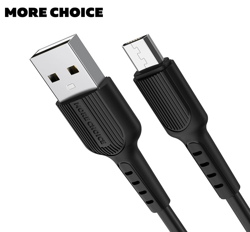 Кабель More choice USB - MicroUSB K26m 2.0A TPE 1м + держатель для кабеля (Black) от компании Медиамир - фото 1
