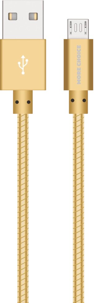 Кабель More choice USB - MicroUSB K31m 2.1A металл 1м + держатель для кабеля (Gold) от компании Медиамир - фото 1