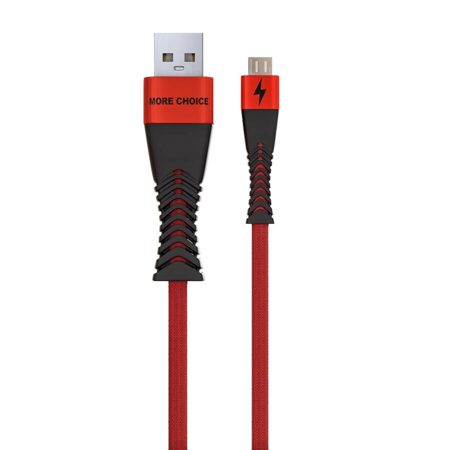 Кабель More choice USB - MicroUSB K41Sm Smart 3.0A нейлон 1м + карта, кубики (Red Black) от компании Медиамир - фото 1