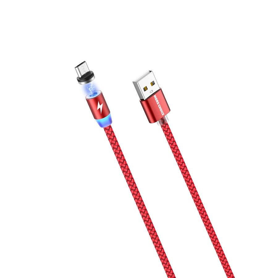 Кабель More choice USB - MicroUSB K61Sm Magnetic 3.0A нейлон 1м + карта, кубики (Red) от компании Медиамир - фото 1
