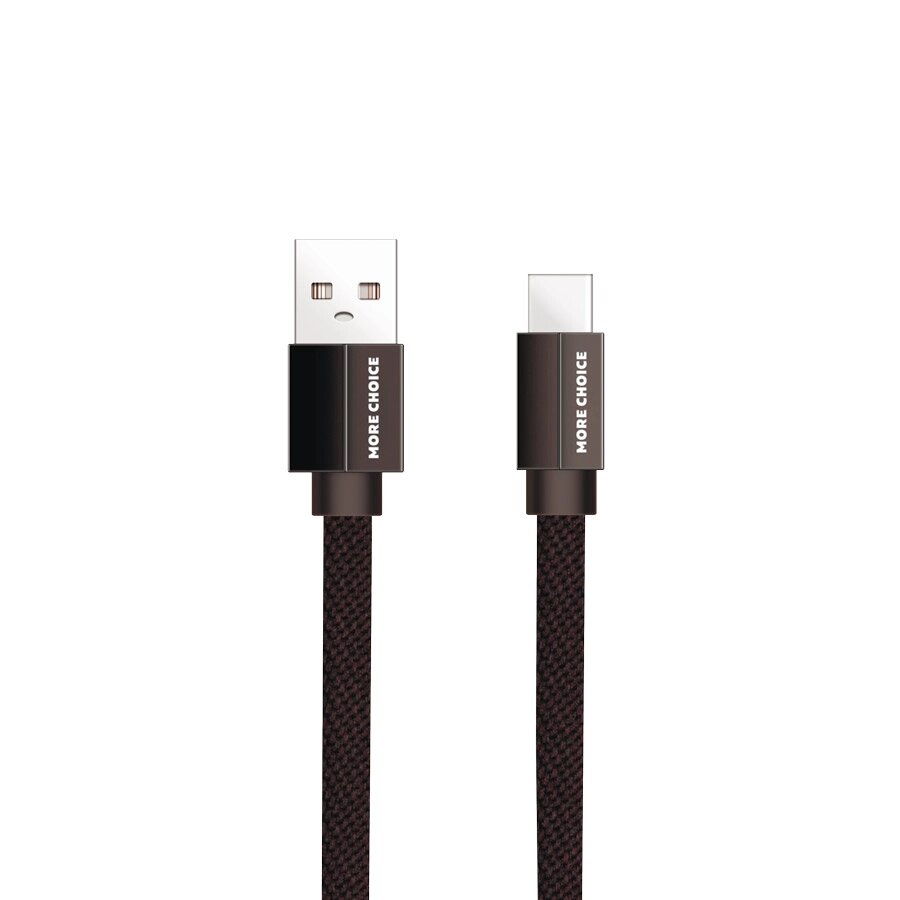 Кабель More choice USB - Type-C K20a 2.1A плоский  нейлон 1м + держатель для кабеля (Black) от компании Медиамир - фото 1