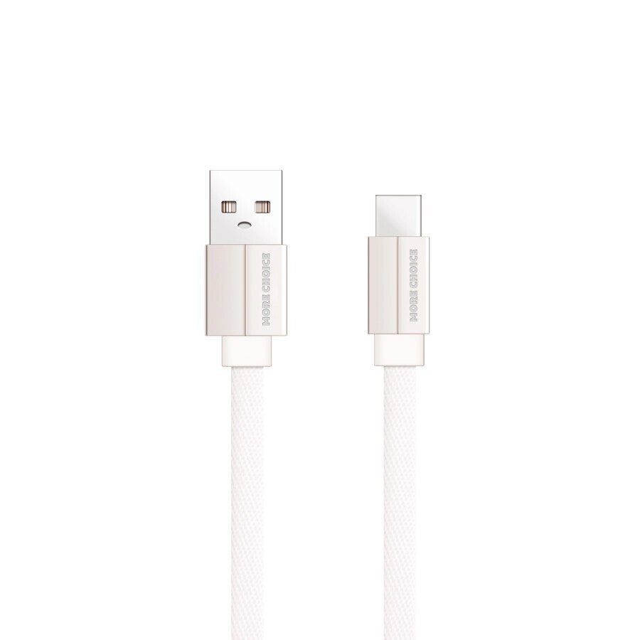 Кабель More choice USB - Type-C K20a 2.1A плоский  нейлон 1м + держатель для кабеля (White) от компании Медиамир - фото 1