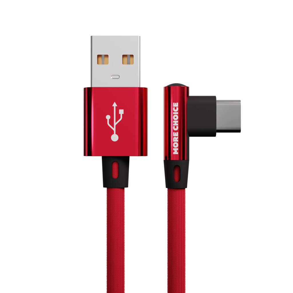 Кабель More choice USB - Type-C K27a 2.1A нейлон 1м Угловой + держатель для кабеля (Red) от компании Медиамир - фото 1