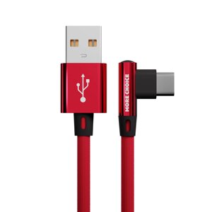 Кабель More choice USB - Type-C K27a 2.1A нейлон 1м Угловой + держатель для кабеля (Red)