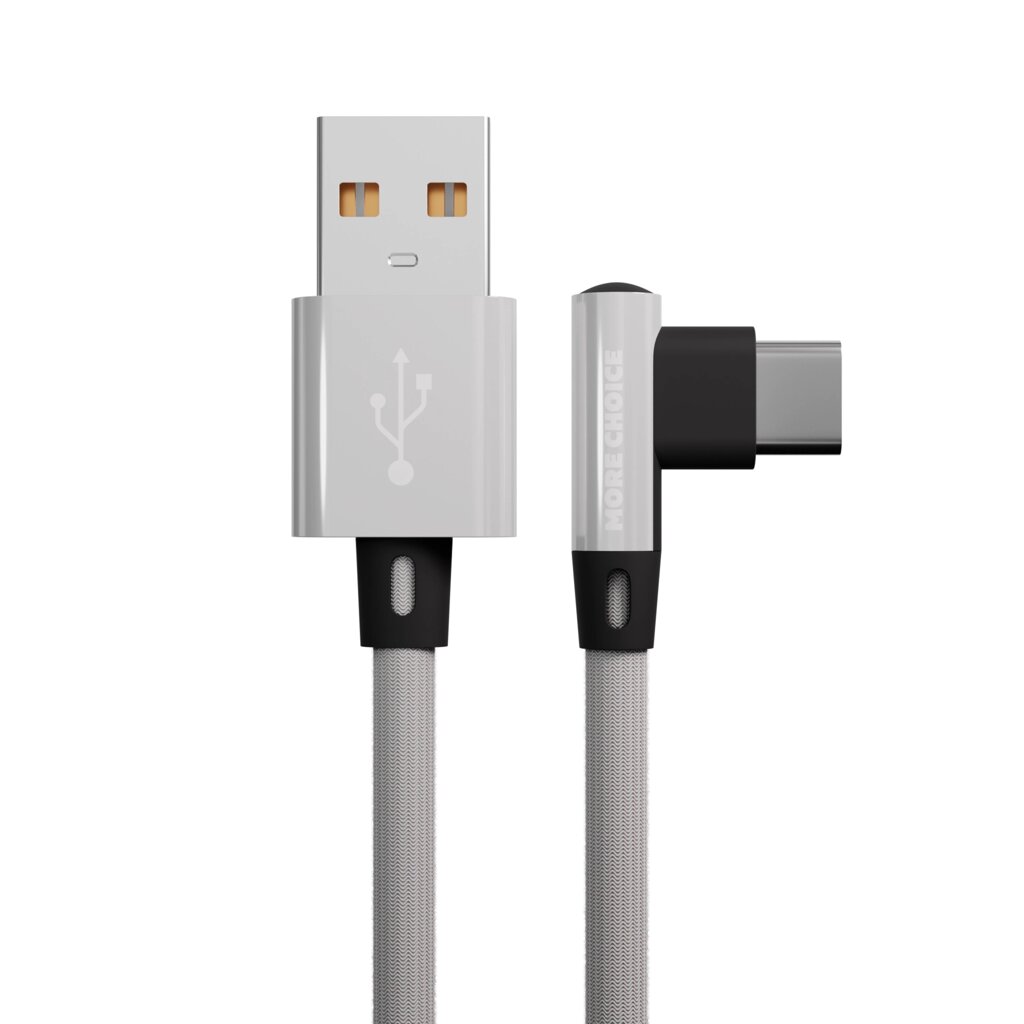 Кабель More choice USB - Type-C K27a 2.1A нейлон 1м Угловой + держатель для кабеля (White) от компании Медиамир - фото 1