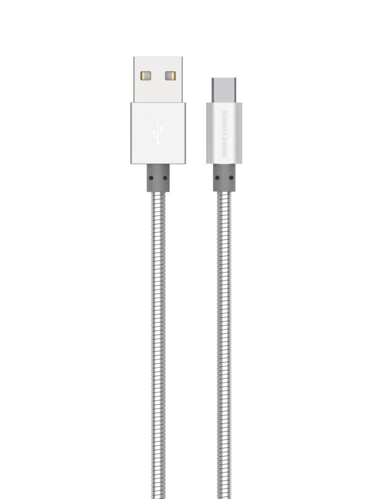 Кабель More choice USB - Type-C K31a 2.1A металл 1м + держатель для кабеля (Silver) от компании Медиамир - фото 1