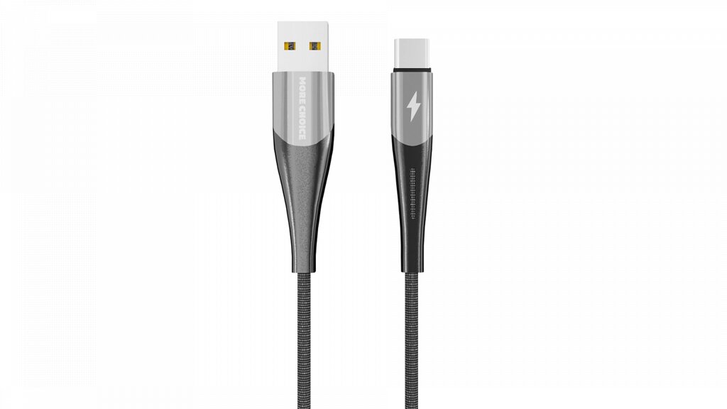 Кабель More choice USB - Type-C K41Sa NEW Smart 3.0A нейлон 1м + карта, кубики (Silver Black) от компании Медиамир - фото 1
