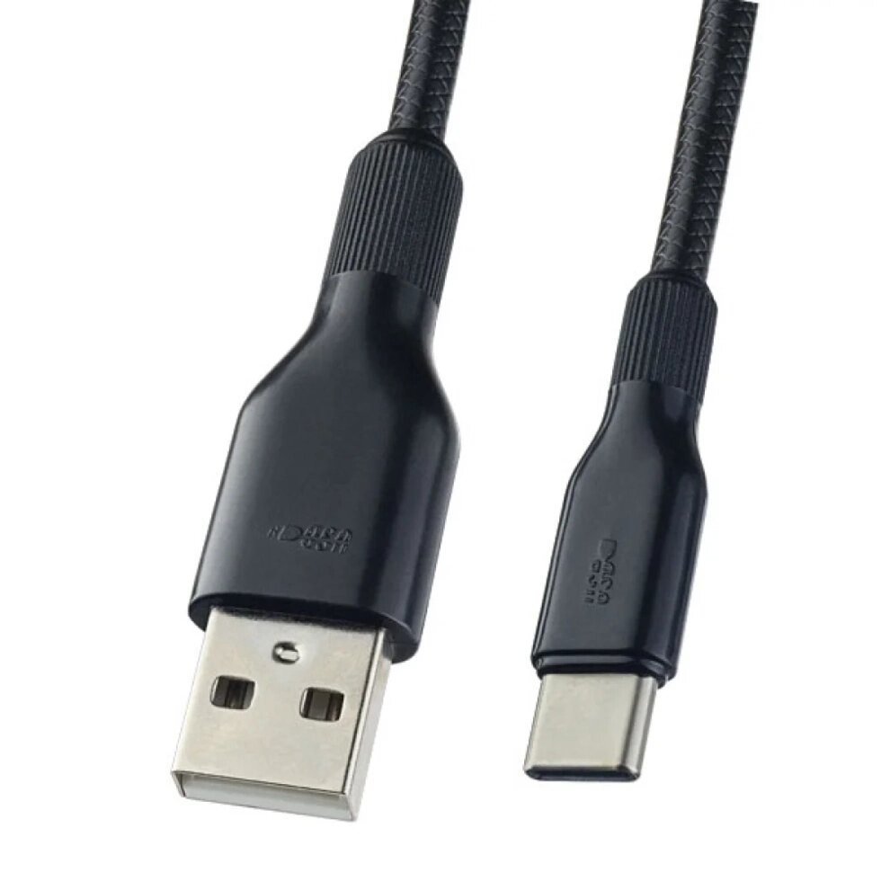 Кабель PERFEO USB2.0 A вилка - USB Type-C вилка, черный, силикон, 1.0 мeters (U4907) от компании Медиамир - фото 1