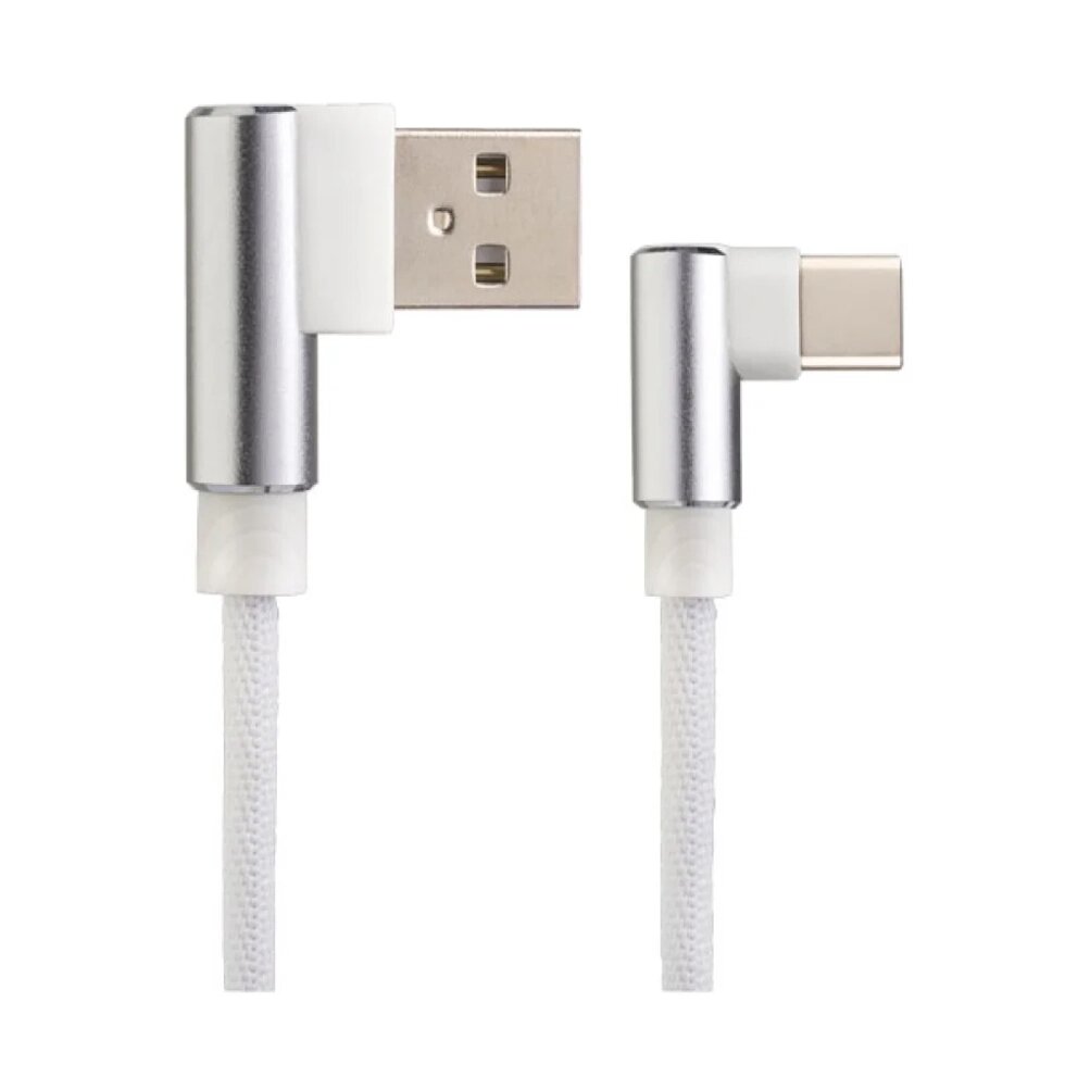 Кабель PERFEO USB2.0 A вилка - USB Type-C вилка, угловой, белый, длина 1 м., КОРОБКА (U4905) от компании Медиамир - фото 1