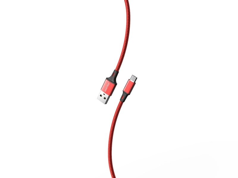 Кабель Smartbuy S14 MicroUSB 3 А, нейлон 1 м, красный/черн (iK-12-S14rb) от компании Медиамир - фото 1