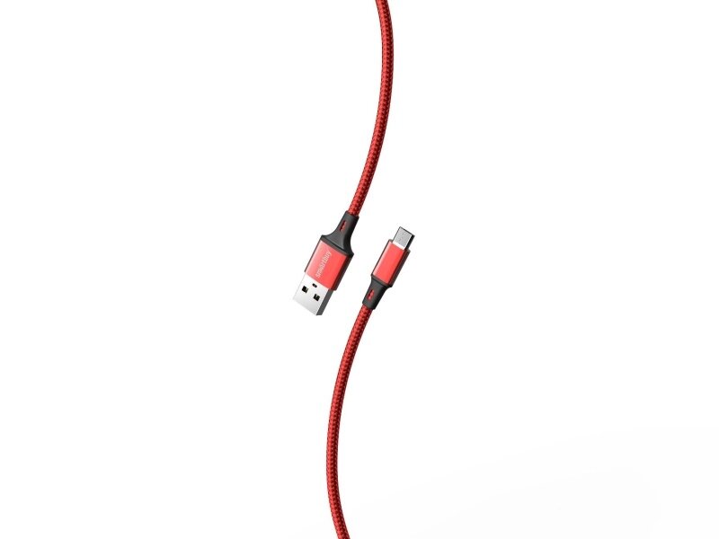 Кабель Smartbuy S14 MicroUSB 3 А, нейлон 2 м, красный/черн (iK-22-S14rb) от компании Медиамир - фото 1