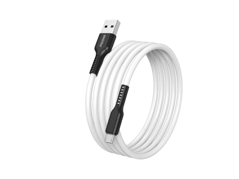 Кабель Smartbuy S21 MicroUSB 2.4 А, силикон 1 м, белый (iK-12-S21bw) от компании Медиамир - фото 1