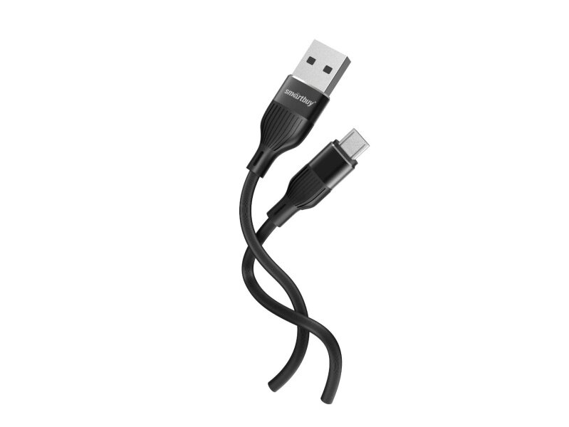 Кабель Smartbuy S72 MicroUSB 2.4 А, силикон 1 м, черный (iK-12-S72b) от компании Медиамир - фото 1