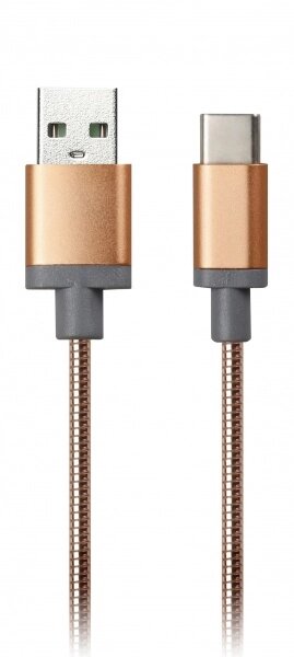 Кабель Smartbuy USB 2.0 - USB TYPE C, метал золото , длина 1 м (iK-3112gold met)/100 от компании Медиамир - фото 1