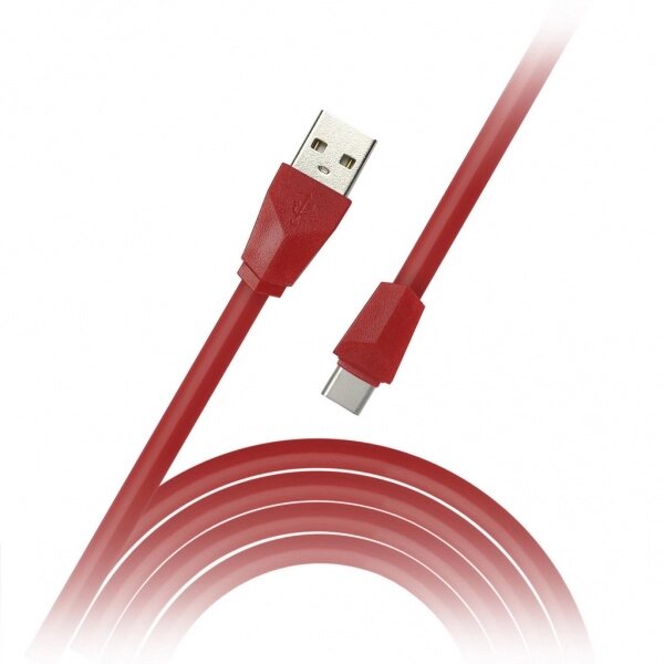 Кабель Smartbuy USB 2.0 - USB TYPE C, плоский, длина 1,2 м, красный (iK-3112r red)/60 ##от компании## Медиамир - ##фото## 1