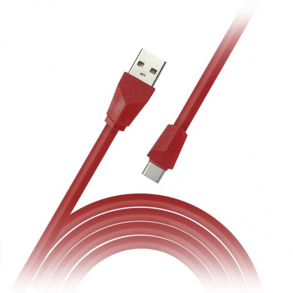 Кабель Smartbuy USB 2.0 - USB TYPE C, плоский, длина 1 м, красный (iK-3112r red)/60 от компании Медиамир - фото 1