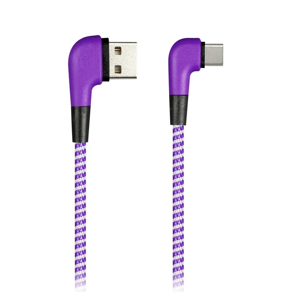 Кабель Smartbuy USB 2.0 - USB Type C, SOCKS L-TYPE, фиолетовый, 2 А, 1 м (iK-3112NSL violet) от компании Медиамир - фото 1