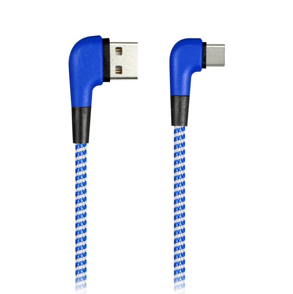 Кабель Smartbuy USB 2.0 - USB Type C, SOCKS L-TYPE, синий, 2 А, 1 м (iK-3112NSL blue) от компании Медиамир - фото 1