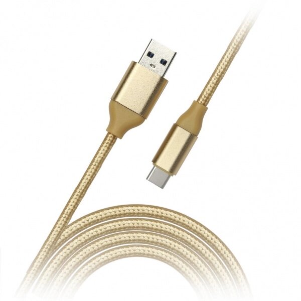Кабель Smartbuy USB 3.0 - USB TYPE C, хлопок, длина 1,2 м, золото (iK-3012golden)/60 ##от компании## Медиамир - ##фото## 1