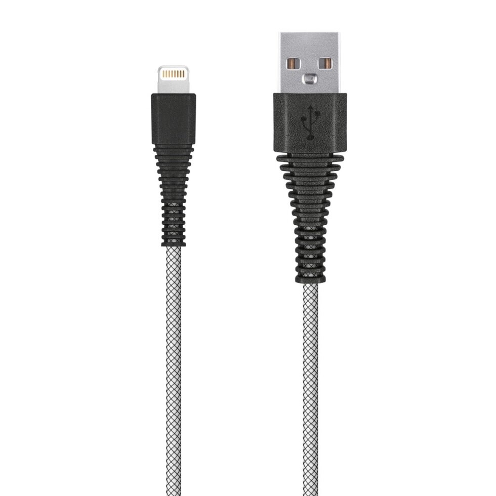 Кабель Smartbuy USB - 8-pin для Apple, "карбон", экстрапрочный, 1.0 м, до 2А, белый (iK-510n-2 white от компании Медиамир - фото 1