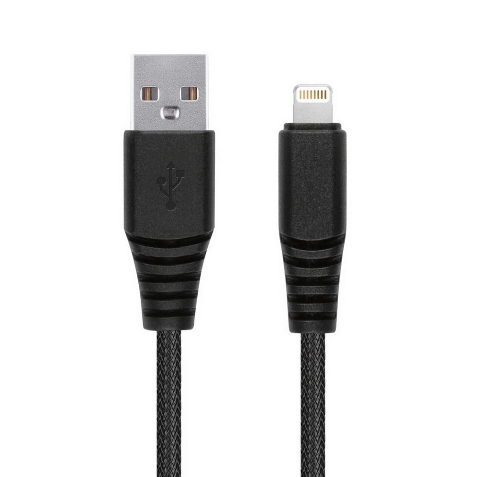 Кабель Smartbuy USB - 8-pin для Apple, "карбон", экстрапрочный, 2.0 м, до 2А, черныйКОР (iK-520n-2-ks от компании Медиамир - фото 1