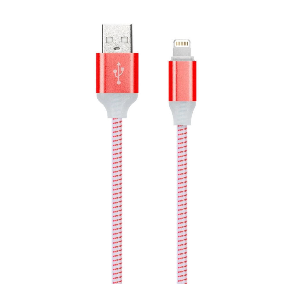 Кабель Smartbuy USB - 8-pin для Apple, с индикацией зар.,1м, красн,с мет. након. КОР.(iK-512ssbox red) ##от компании## Медиамир - ##фото## 1