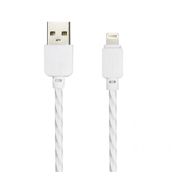 Кабель Smartbuy USB - 8-pin для Apple, SILICONE SPIRAL, белый, 2 А, 1 м (iK-512SPS white)/100 от компании Медиамир - фото 1