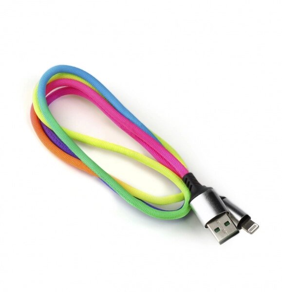 Кабель Smartbuy USB - 8-pin для Apple,в ткан. оплетке Acid, 1м. мет. након., от компании Медиамир - фото 1